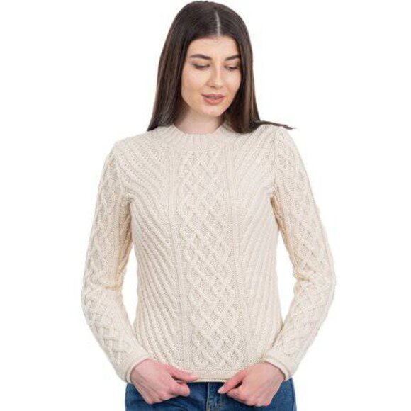 SAOL   Women Aran Tunic Sweater, Natural  Women Size XL  Acrylic/Wool  NWT - Picture 1 of 6